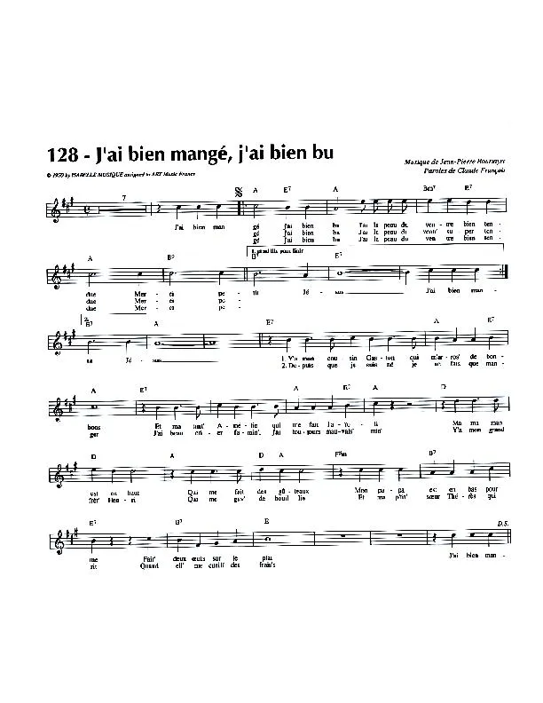télécharger la partition d'accordéon J'ai bien mangé J'ai bien bu (Chant : Patrick Topaloff) au format PDF