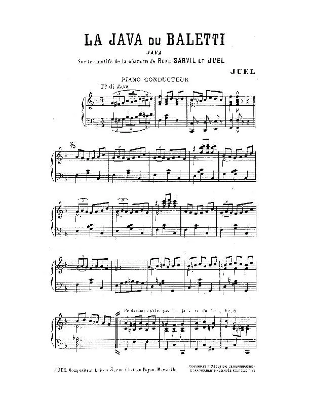 télécharger la partition d'accordéon La java du Baletti (Sur les motifs de la chanson de René Sarvil et Juel) au format PDF