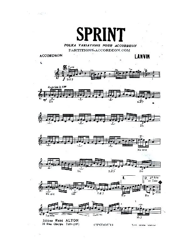 télécharger la partition d'accordéon Sprint (Polka Variations) au format PDF