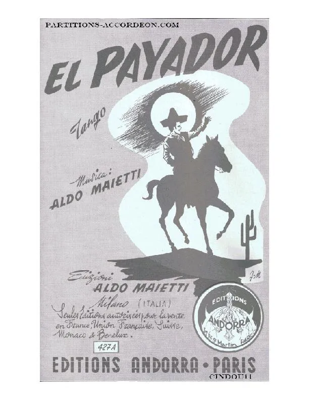 télécharger la partition d'accordéon El Payador (Orchestration Complète) (Tango Argentin) au format PDF