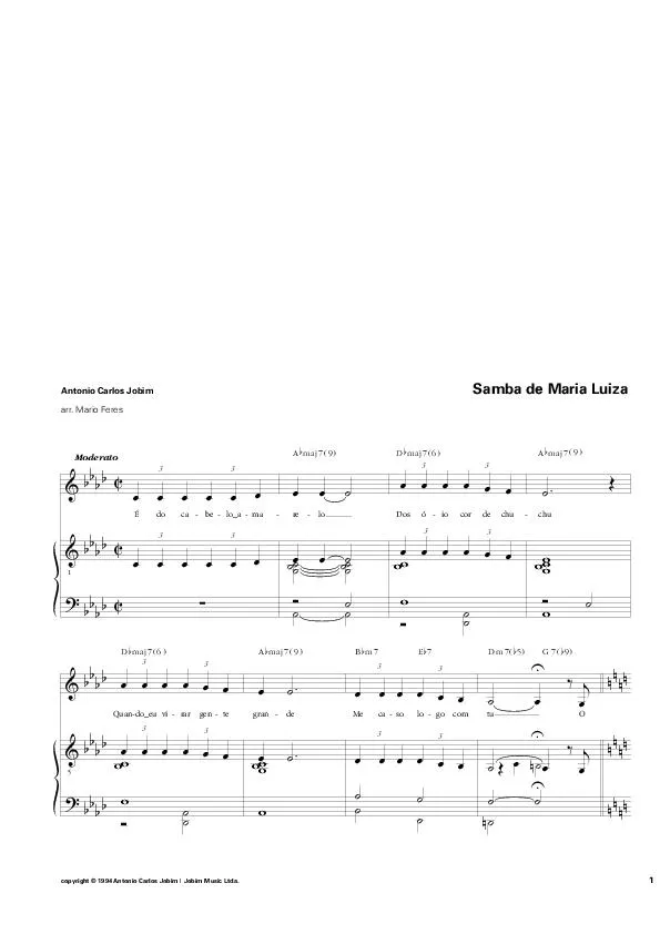télécharger la partition d'accordéon Samba de Maria Luiza (Arrangement : Mario Feres) (Samba) au format PDF