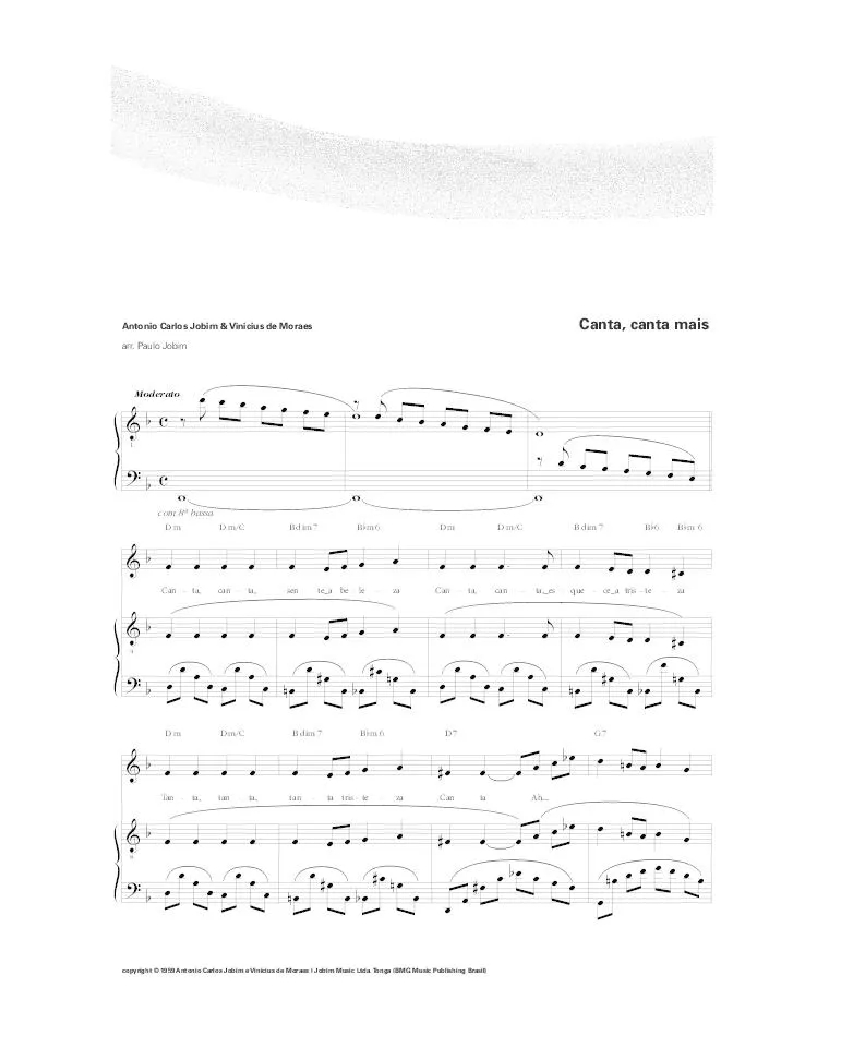 télécharger la partition d'accordéon Canta Canta Mais (Arrangement Paulo Jobim) (Samba) au format PDF