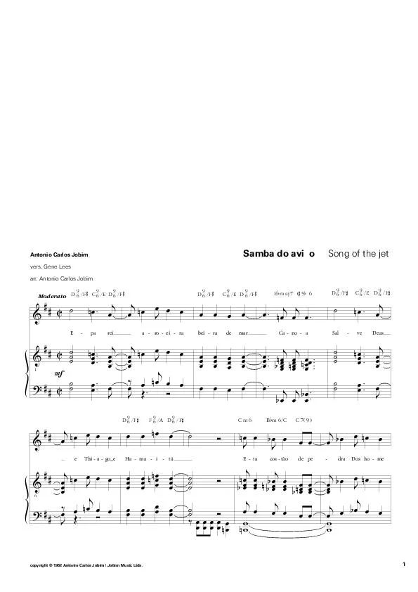 télécharger la partition d'accordéon Samba do Avião (Samba) au format PDF
