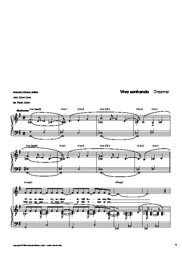 télécharger la partition d'accordéon Vivo sonhando (Dreamer) (Arrangement : Paulo Jobim) (Bossa Nova) au format PDF