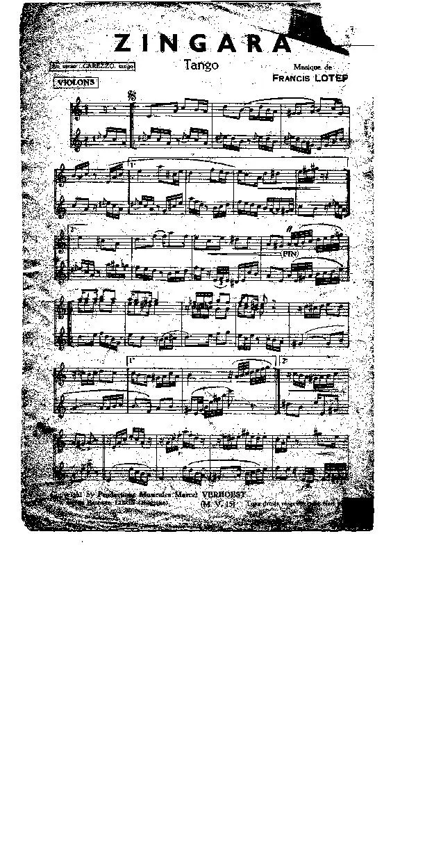télécharger la partition d'accordéon Zingara (Tango) au format PDF