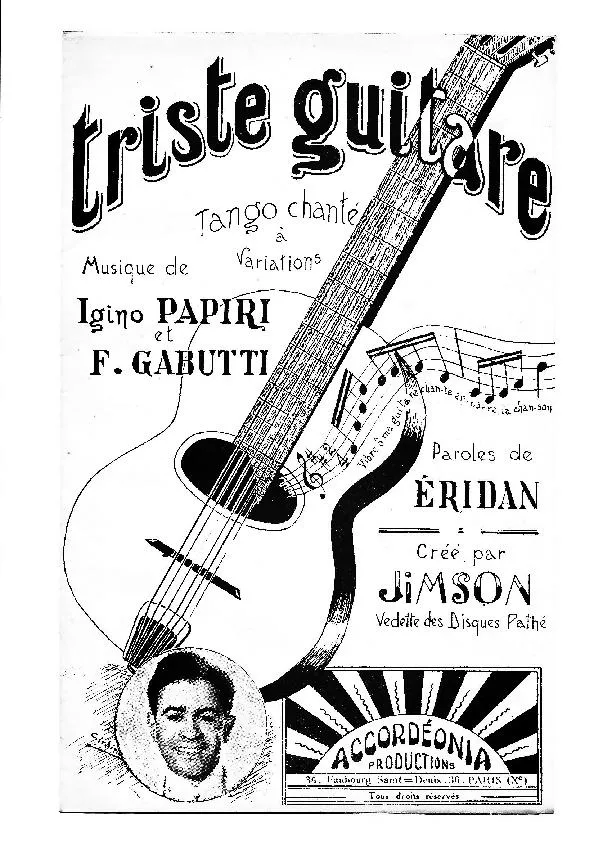 télécharger la partition d'accordéon Triste guitare (Créé par : Jimson) (Orchestration) (Tango Chanté à Variations) au format PDF