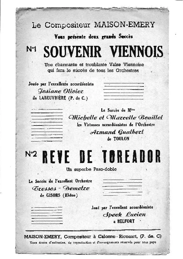 télécharger la partition d'accordéon Rêve de Toréador (Orchestration) (Paso Doble)  au format PDF