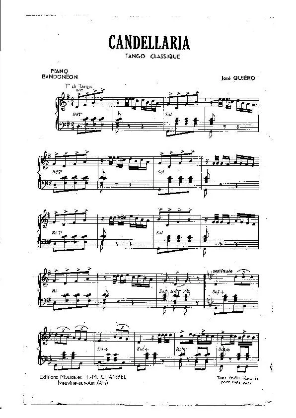 télécharger la partition d'accordéon Candellaria (Tango Classique) au format PDF