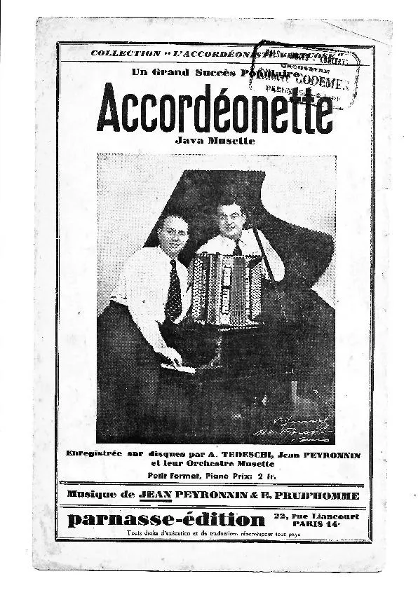 télécharger la partition d'accordéon Accordéonette (Java Musette) au format PDF