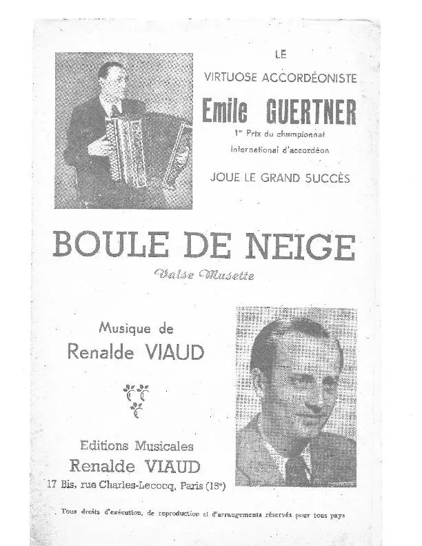 télécharger la partition d'accordéon Boule de neige (Valse Musette) au format PDF