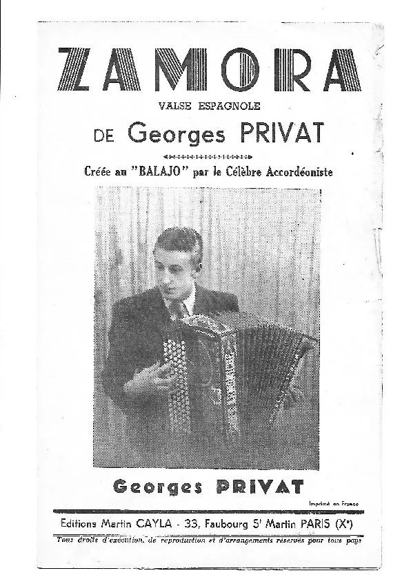 télécharger la partition d'accordéon Zamora (Valse Espagnole) au format PDF