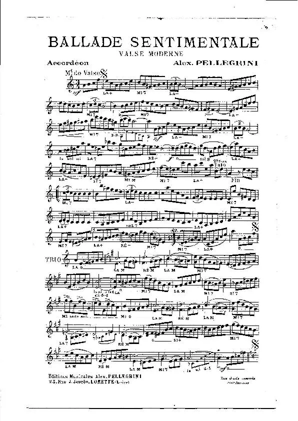 télécharger la partition d'accordéon Ballade sentimentale (Valse Moderne) au format PDF