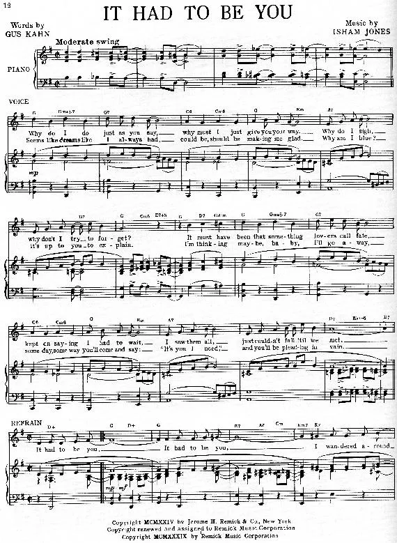 télécharger la partition d'accordéon It had to be you (Swing) au format PDF