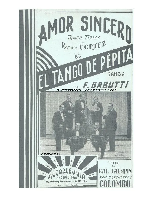 télécharger la partition d'accordéon Amor Sincero (Orchestration Complète) (Tango Tipico) au format PDF
