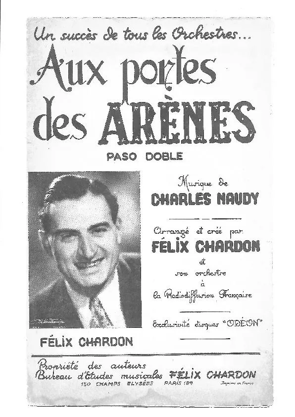 télécharger la partition d'accordéon Aux portes des arènes (Arrangement : Félix Chardon) (Paso Doble) au format PDF