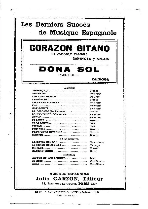 télécharger la partition d'accordéon Corazon Gitano (Orchestration) (Paso Doble Zambra) au format PDF