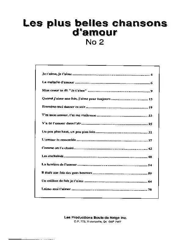 télécharger la partition d'accordéon Les plus belles chansons d'amour n°2 (15 titres) au format PDF
