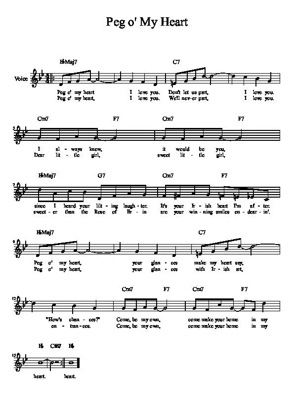 télécharger la partition d'accordéon Peg O My Heart au format PDF
