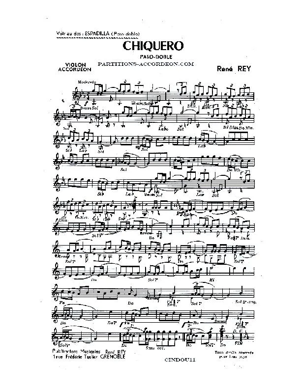 télécharger la partition d'accordéon Chiquero (Orchestration) (Paso Doble) au format PDF