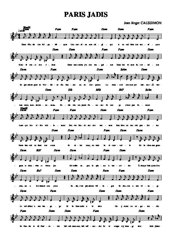 télécharger la partition d'accordéon Paris jadis (Chant : Jean Rochefort et Jean-Pierre Marielle) (Relevé) au format PDF