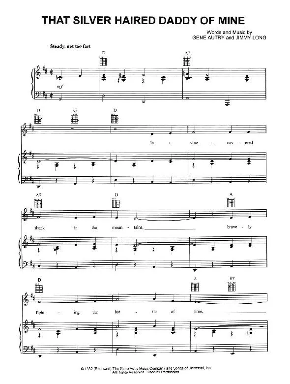 télécharger la partition d'accordéon That silver haired daddy of mine au format PDF