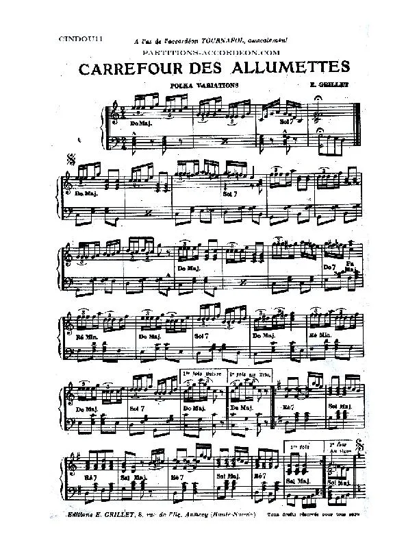 télécharger la partition d'accordéon Carrefour des allumettes (Polka Variations) au format PDF