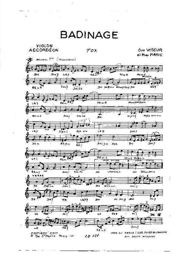 télécharger la partition d'accordéon Badinage (Orchestration) (Fox) au format PDF