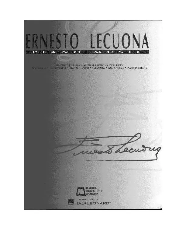 télécharger la partition d'accordéon Ernesto Lecuona : Piano Music (44 titres) au format PDF