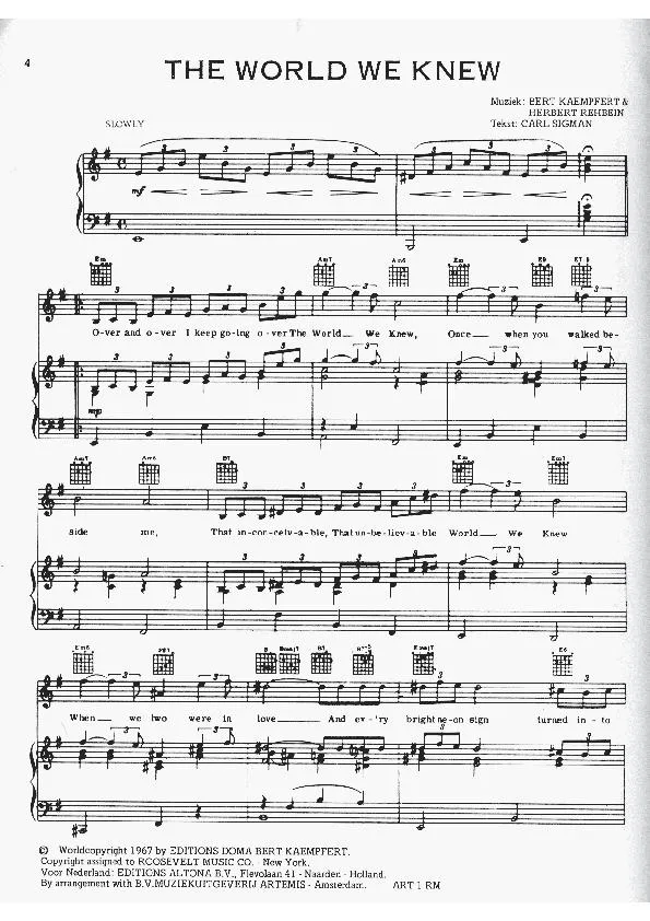 télécharger la partition d'accordéon The world we knew (Chant : Frank Sinatra) (Slow) au format PDF