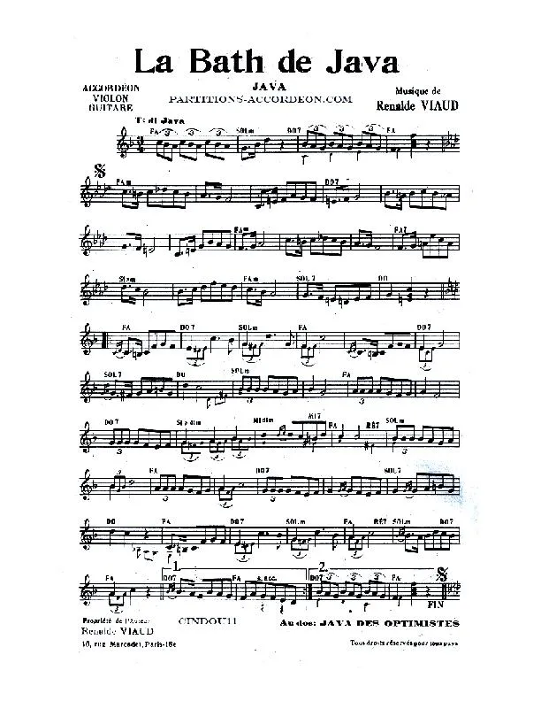 télécharger la partition d'accordéon La bath de java (Orchestration) au format PDF