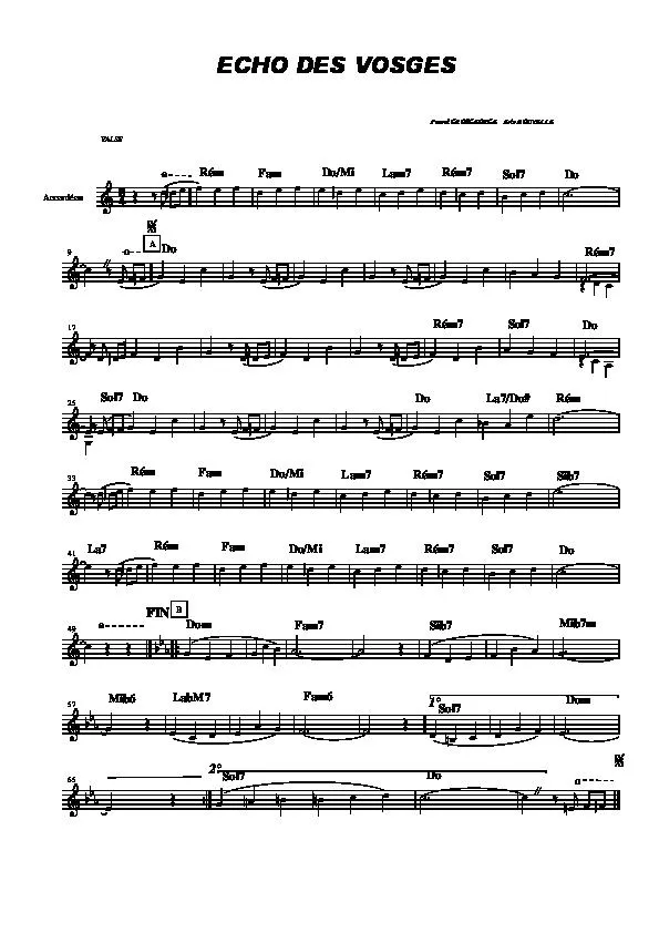 télécharger la partition d'accordéon Echo des Vosges (Valse) au format PDF