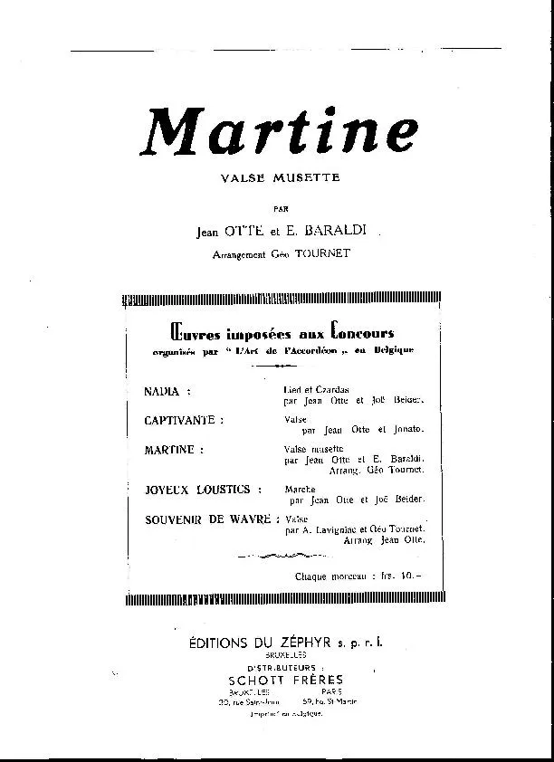 télécharger la partition d'accordéon Martine (Arrangement : Géo Tournet) (Valse Musette) au format PDF