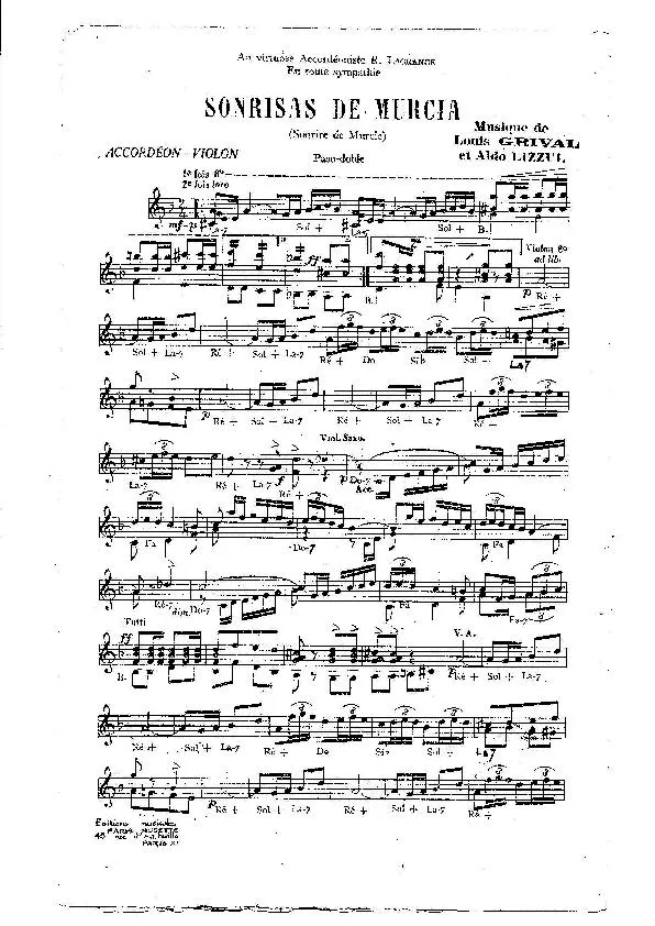 télécharger la partition d'accordéon Sonrisas de Murcie (Sourire de Murcie) (Paso Doble) au format PDF