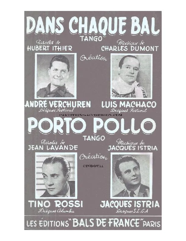 télécharger la partition d'accordéon Porto Pollo (Orchestration Complète) (Tango) au format PDF