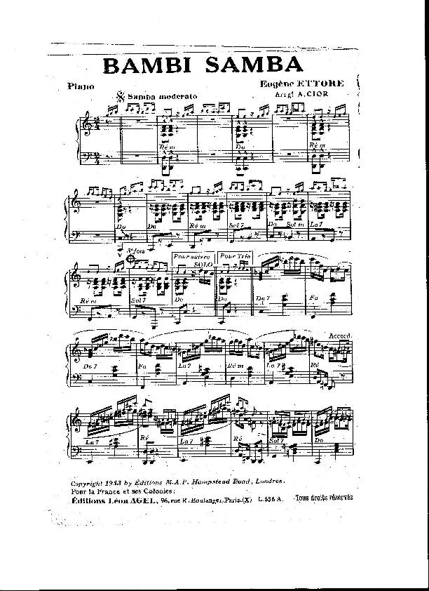 télécharger la partition d'accordéon Bambi Samba (Arrangement : André Cior) au format PDF