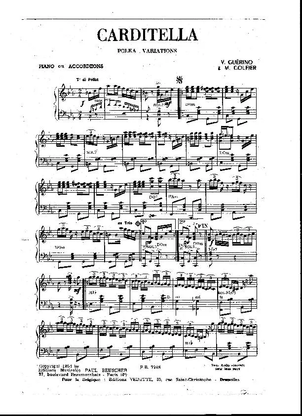 télécharger la partition d'accordéon Carditella (polka à variations) (piano ou accordéon) au format PDF