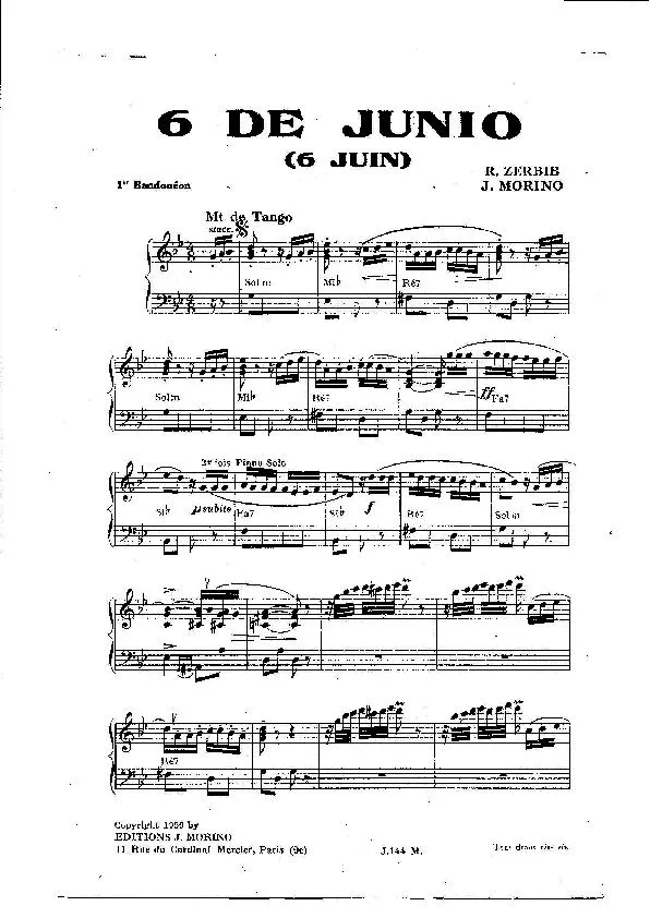 télécharger la partition d'accordéon 6 de Junio (6 Juin) (Orchestration Complète) (Tango) au format PDF