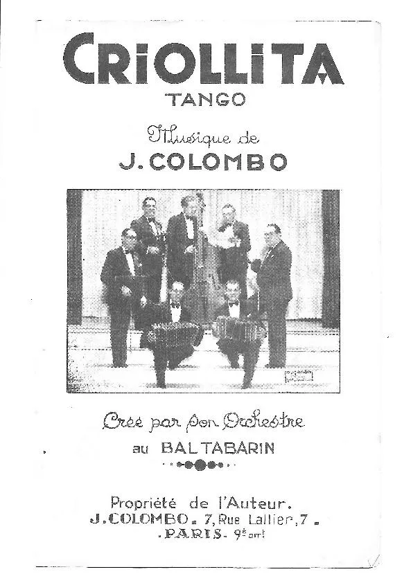 télécharger la partition d'accordéon Criollita (Tango) au format PDF