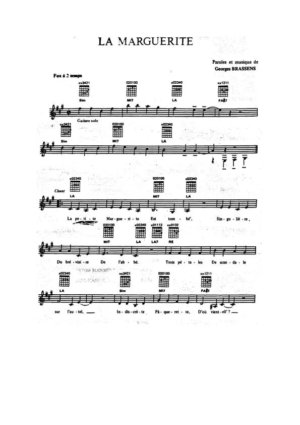 télécharger la partition d'accordéon La Marguerite (Fox) au format PDF