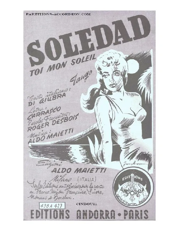 télécharger la partition d'accordéon Soledad (Toi mon soleil) (Orchestration Complète) (Tango Typique Argentin) au format PDF