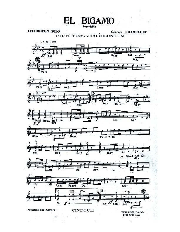 télécharger la partition d'accordéon El Bigamo (Paso Doble) au format PDF