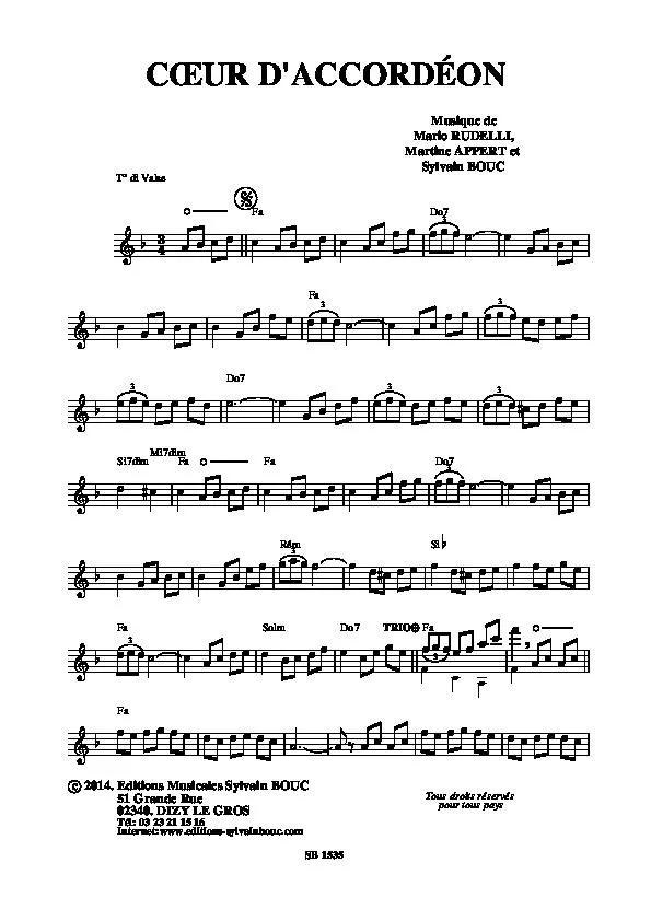 télécharger la partition d'accordéon Coeur d'accordéon (Valse) au format PDF