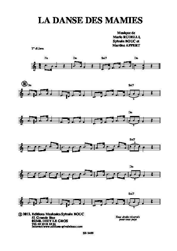 télécharger la partition d'accordéon La danse des mamies (Java) au format PDF