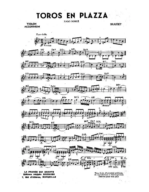 télécharger la partition d'accordéon Toros en Plazza (Paso Doble) au format PDF