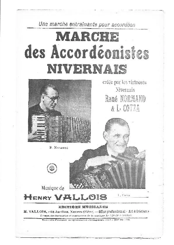 télécharger la partition d'accordéon Marche des accordéonistes Nivernais au format PDF