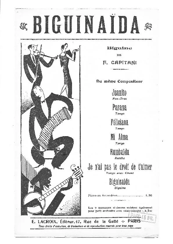 télécharger la partition d'accordéon Biguinaïda (Biguine Créole) au format PDF