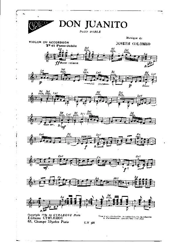 télécharger la partition d'accordéon Don Juanito (Orchestration Complète) (Paso Doble)  au format PDF