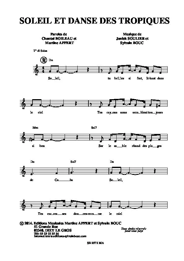 télécharger la partition d'accordéon Soleil et danse des Tropiques (Salsa) au format PDF