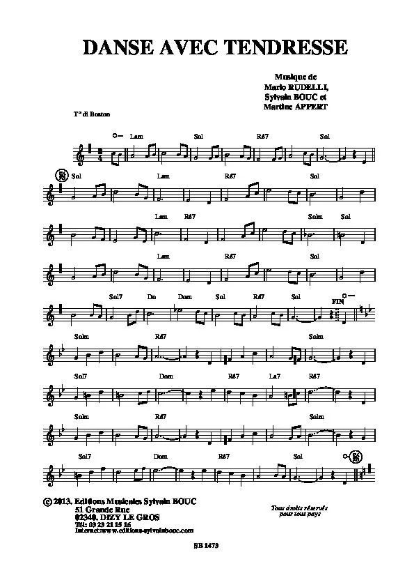 télécharger la partition d'accordéon Danse avec tendresse (Boston) au format PDF