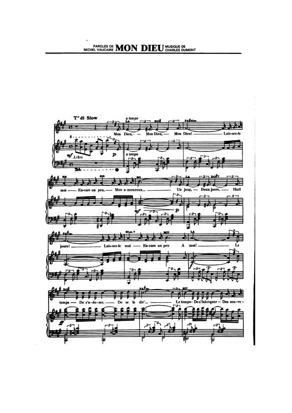 télécharger la partition d'accordéon Mon Dieu (Interprète : Edith Piaf) (Slow) au format PDF